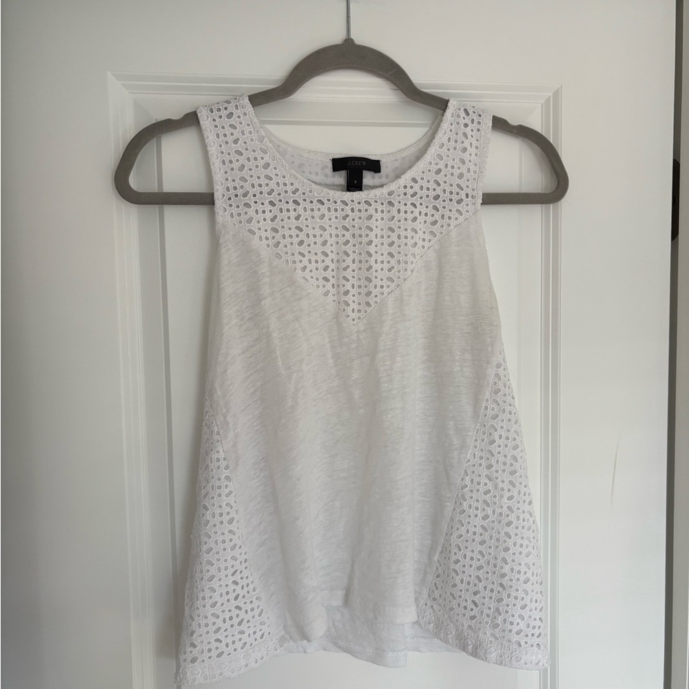 J. Crew White Eyelet Tank size small